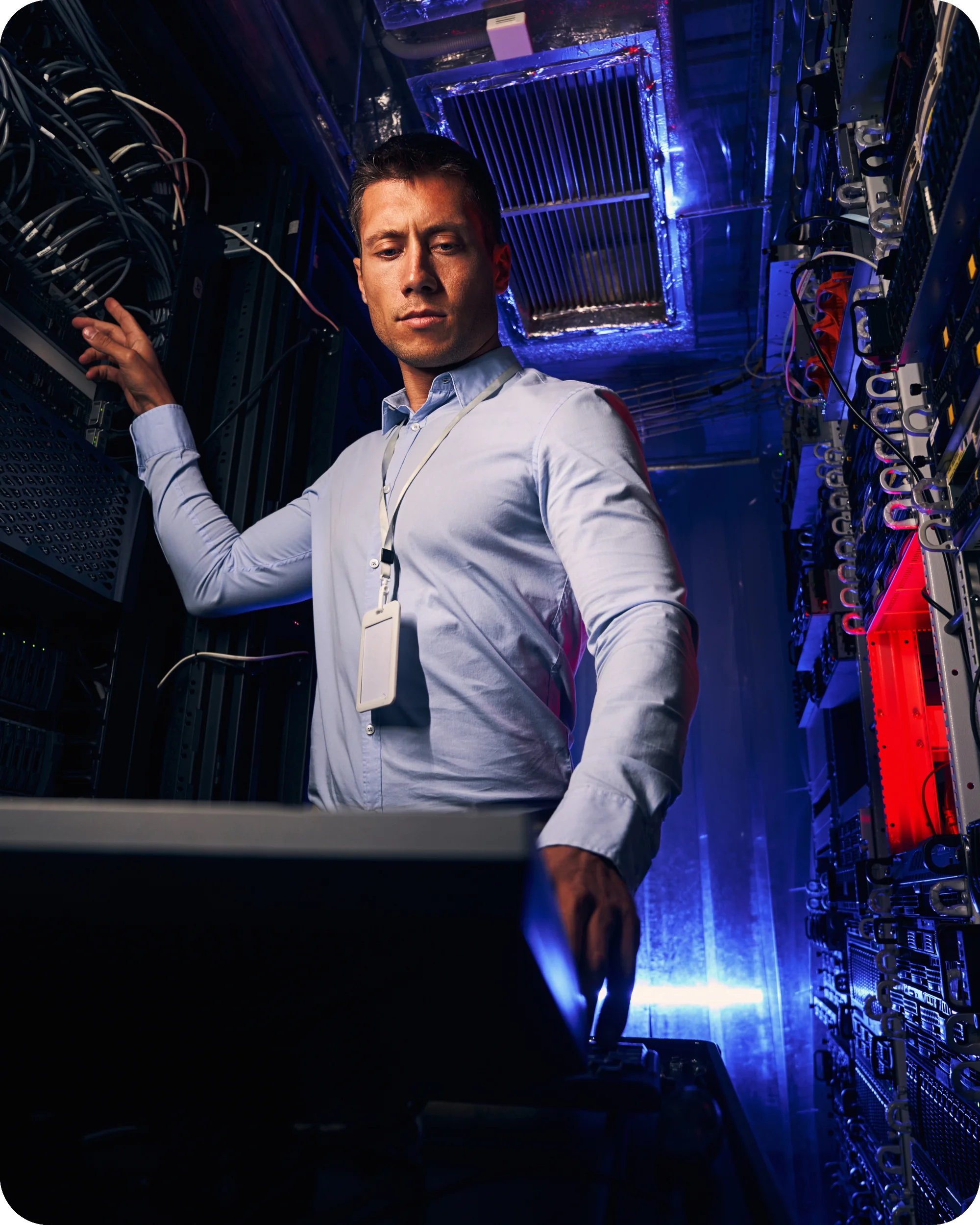 Abstract visualization of secure digital network and collaboration tools.