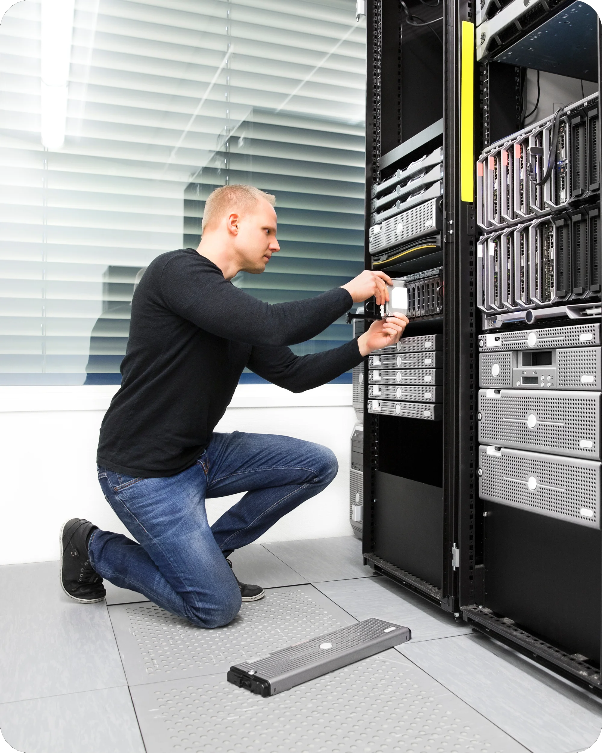 Abstract visualization of various platforms accessing cloud data.